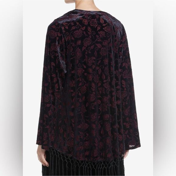 Cosmic Aura Purple Roses Burnout Velvet Witchy Goth Whimsigoth Duster XS/S - Picture 3 of 9